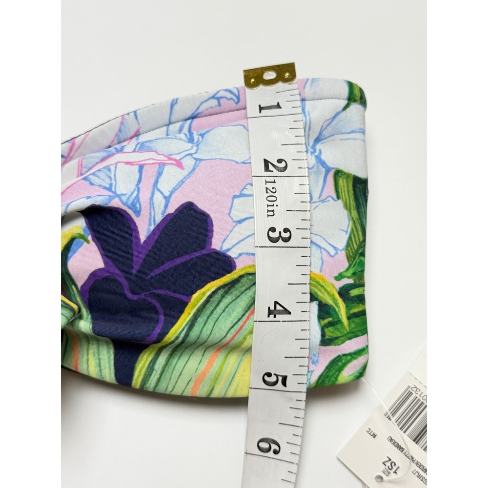 Rip Curl Garden Bandeau Bikini Top Tropical Knot Front Navy Pink Medium New - Picture 6 of 7